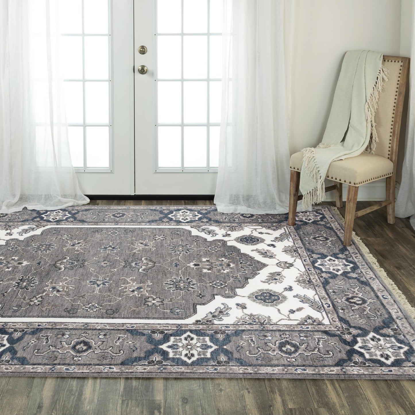 Historia HIS755 Gray/Ivory Hand Knotted Rug - Rizzy