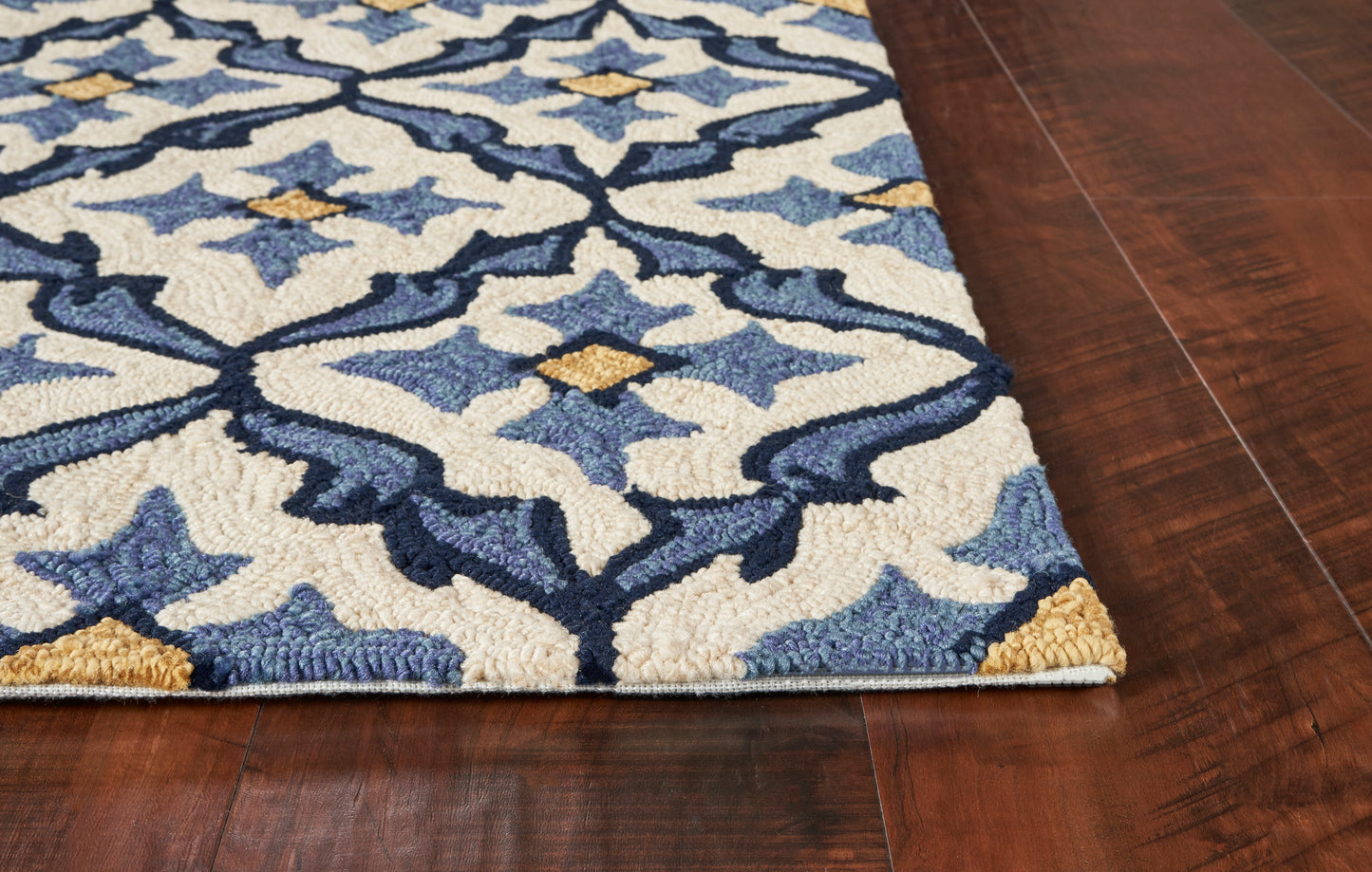 Harbor 4210 Ivory/Blue Mosaic Hand Hooked Performance Area Rug - Kas