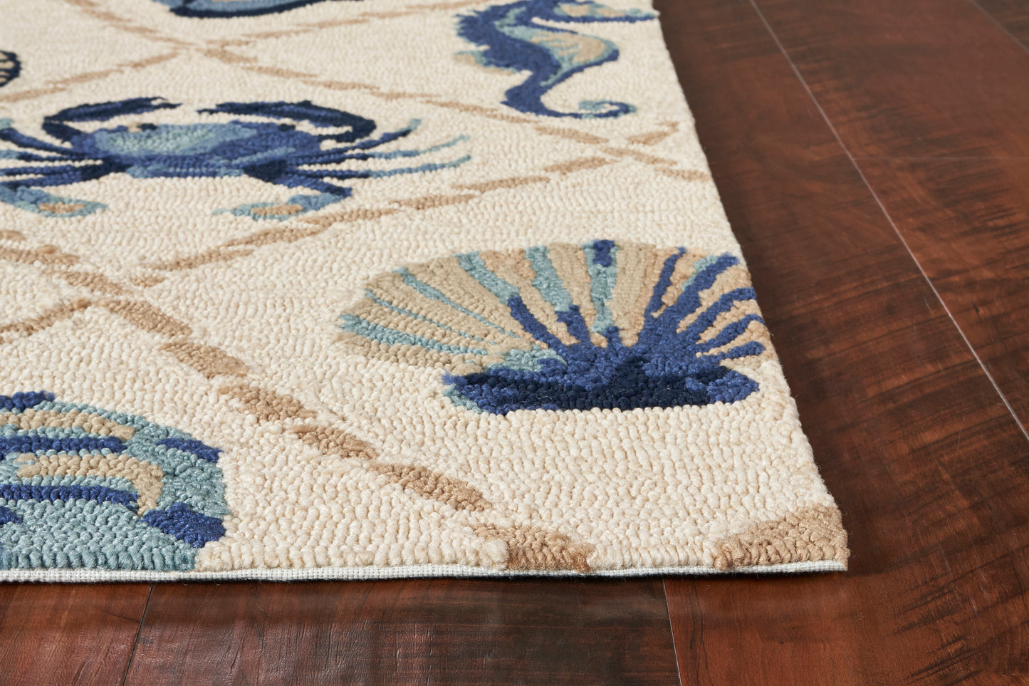 Harbor 4217 Sand Seaside Hand Hooked Performance Area Rug - Kas