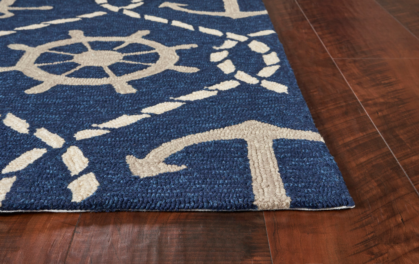 Harbor 4220 Navy Marina Hand Hooked Performance Area Rug - Kas