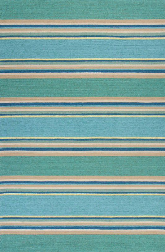 Harbor 4230 Ocean Stripes Hand Hooked Performance Area Rug - Kas