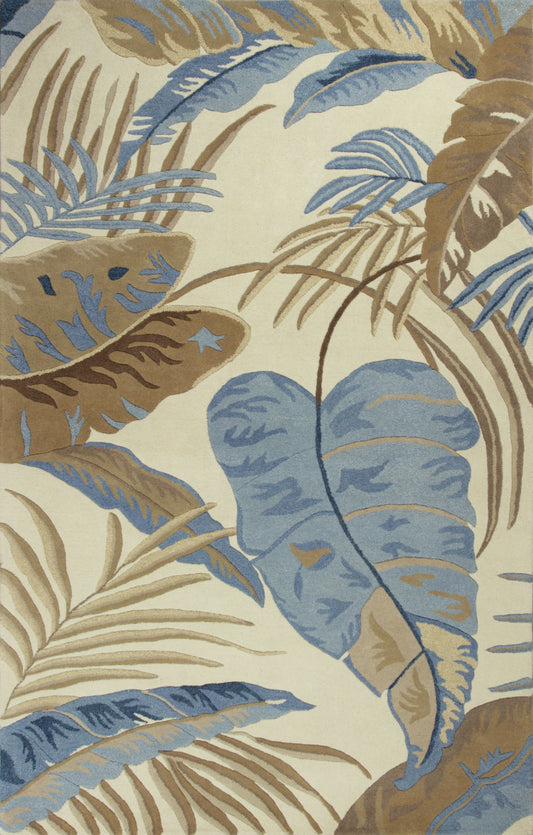 Havana 2624 Ivory/Blue Rainforest Hand Tufted Area Rug - Kas