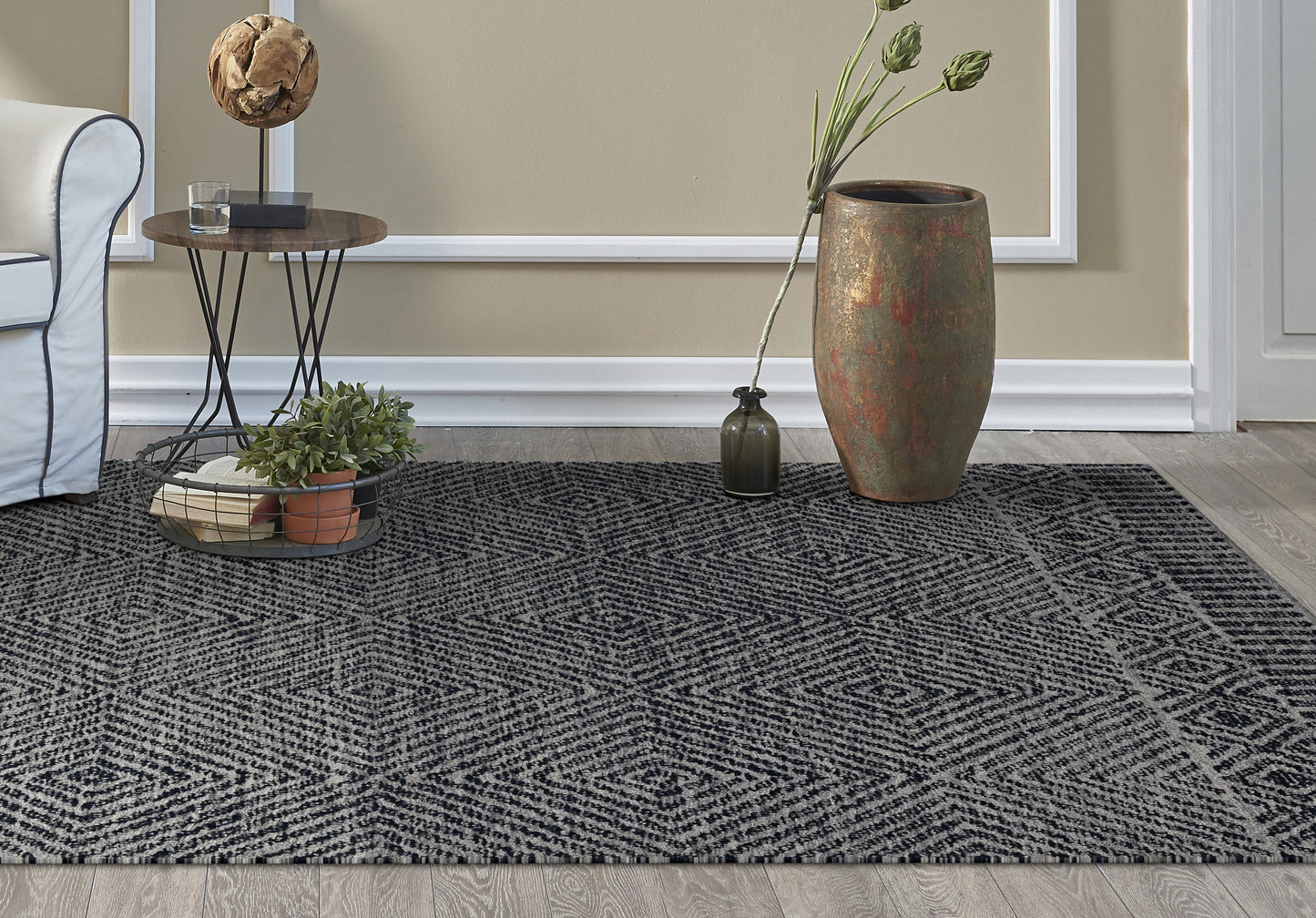 Hudson 2463 Grey/Black Retreat Hand Tufted Area Rug - Kas