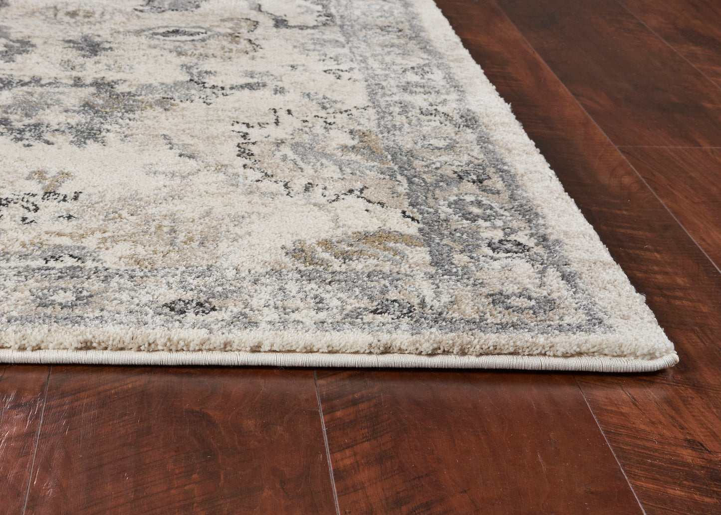 Hue 4707 Ivory Farrah Machine Woven Performance Area Rug - Kas