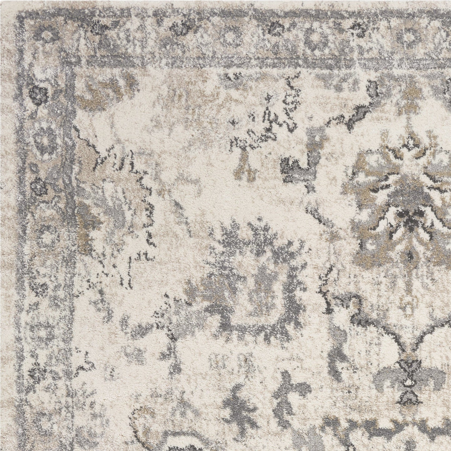 Hue 4707 Ivory Farrah Machine Woven Performance Area Rug - Kas