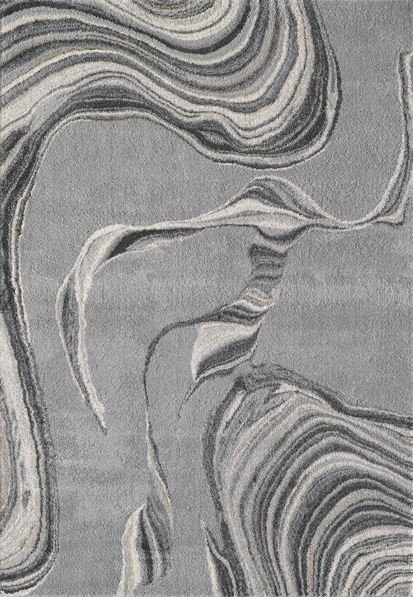 Hue 4757 Grey Marbled Stone Machine Woven Performance Area Rug - Kas