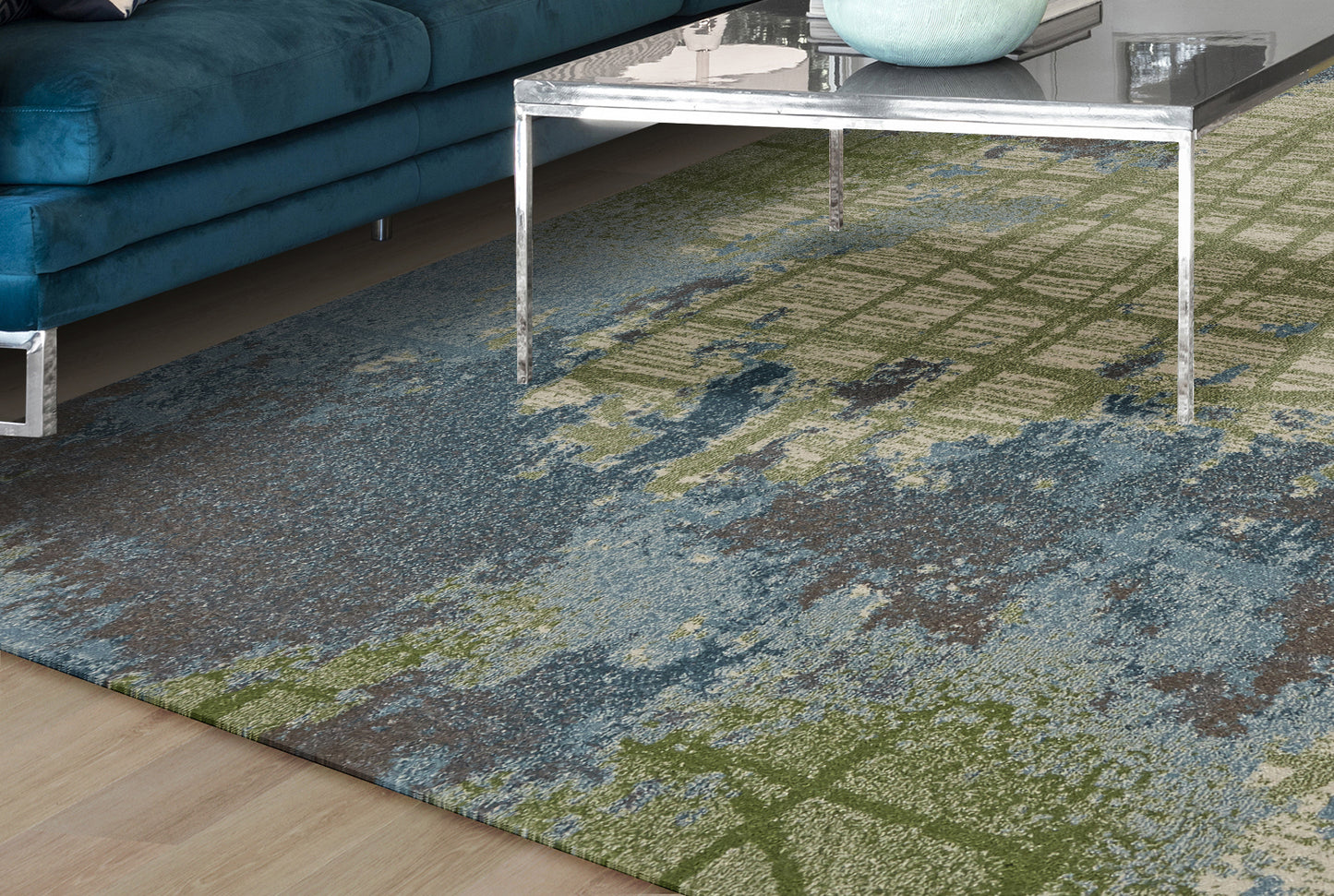 Illusions 6207 Green/Blue Visions Machine Woven Performance Area Rug - Kas