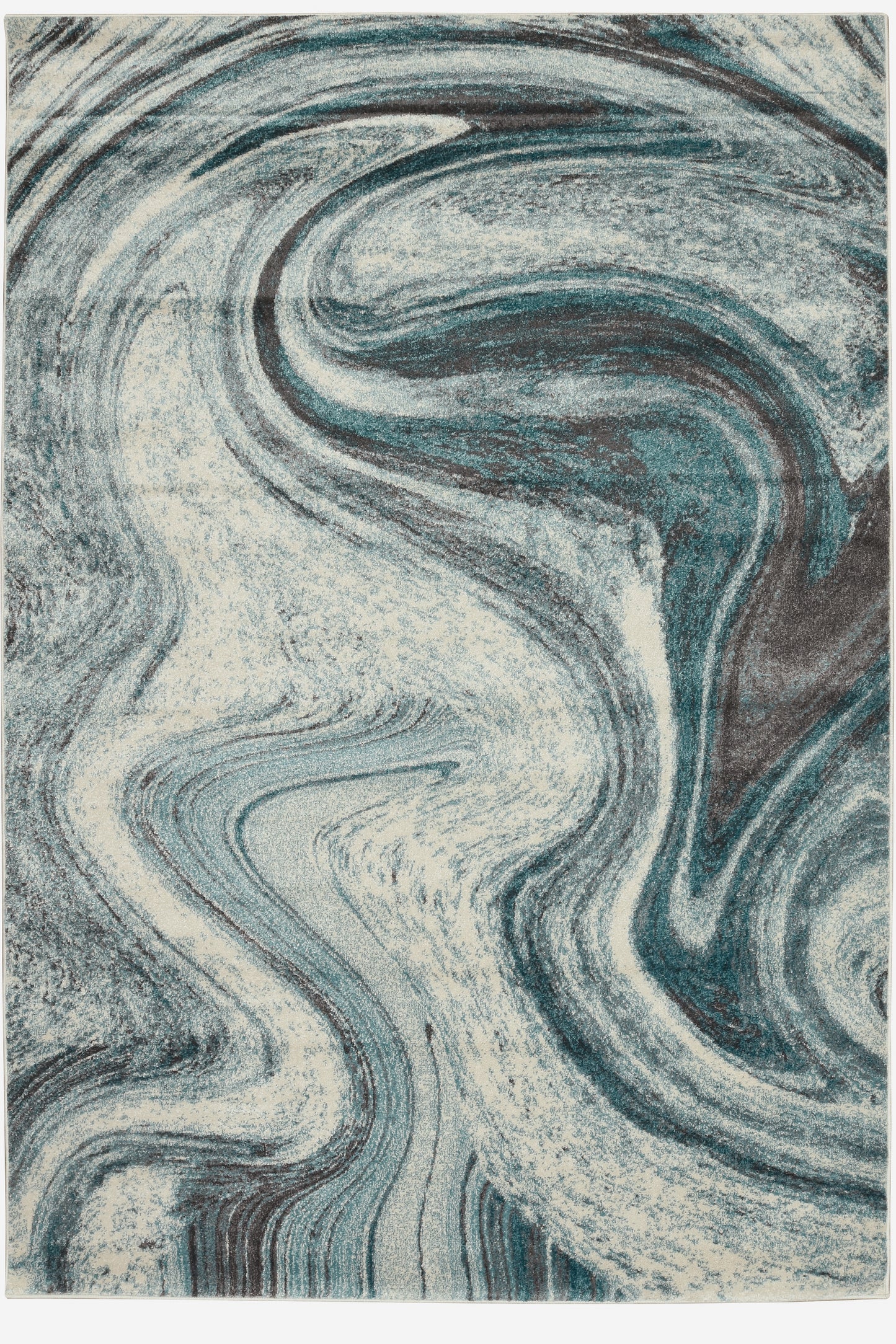 Illusions 6226 Teal Contempo Machine Woven Performance Area Rug - Kas