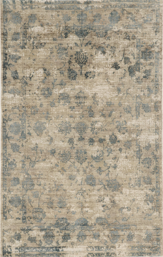 Indulge 0805 Sand/Blue Elagance Hand Loomed Area Rug - Kas