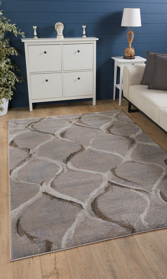 Landscapes 5905 Slate Groove Machine Woven Performance Area Rug - Kas