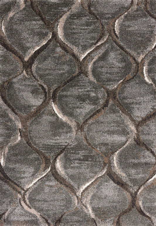 Landscapes 5906 Charcoal Groove Machine Woven Performance Area Rug - Kas