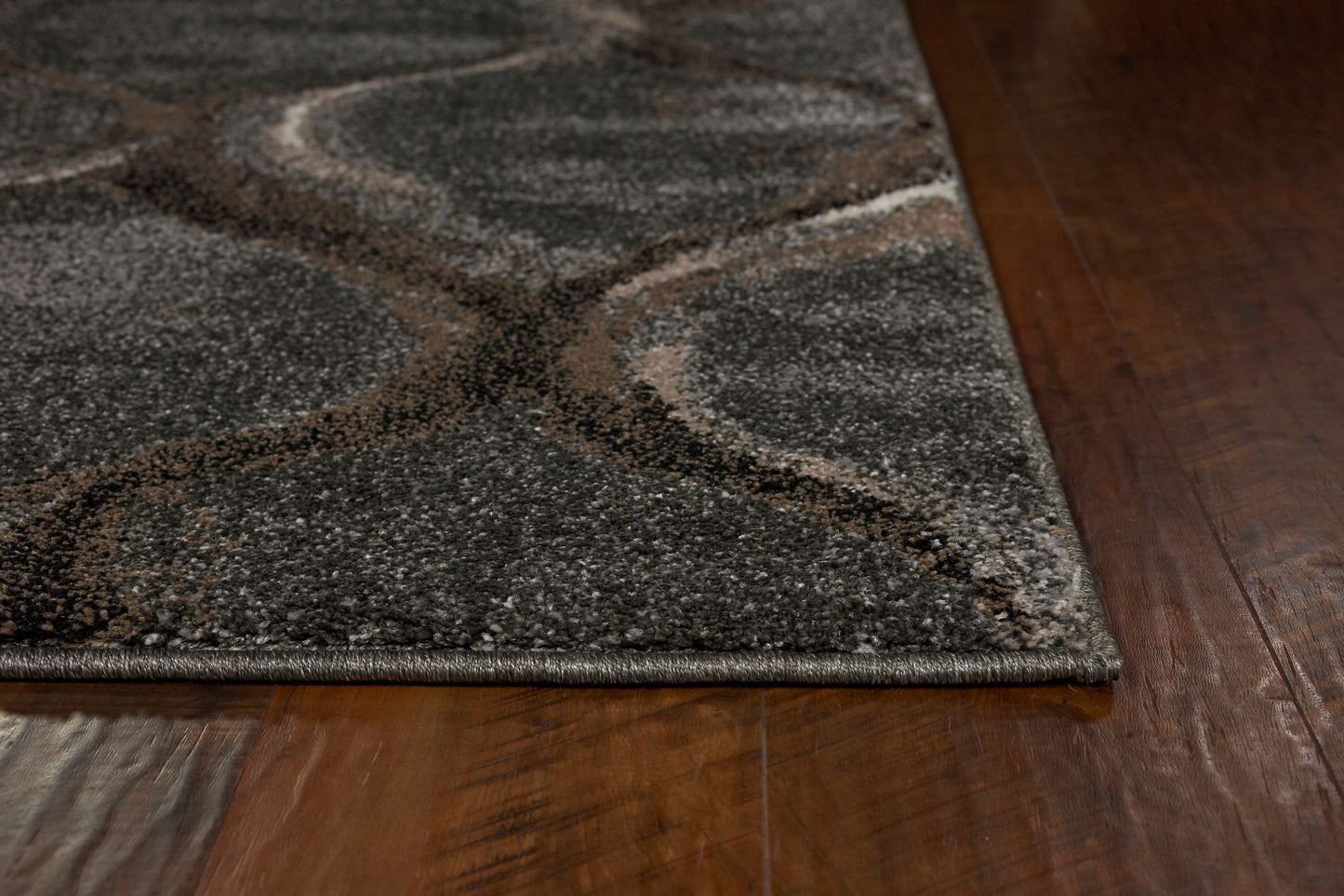 Landscapes 5906 Charcoal Groove Machine Woven Performance Area Rug - Kas