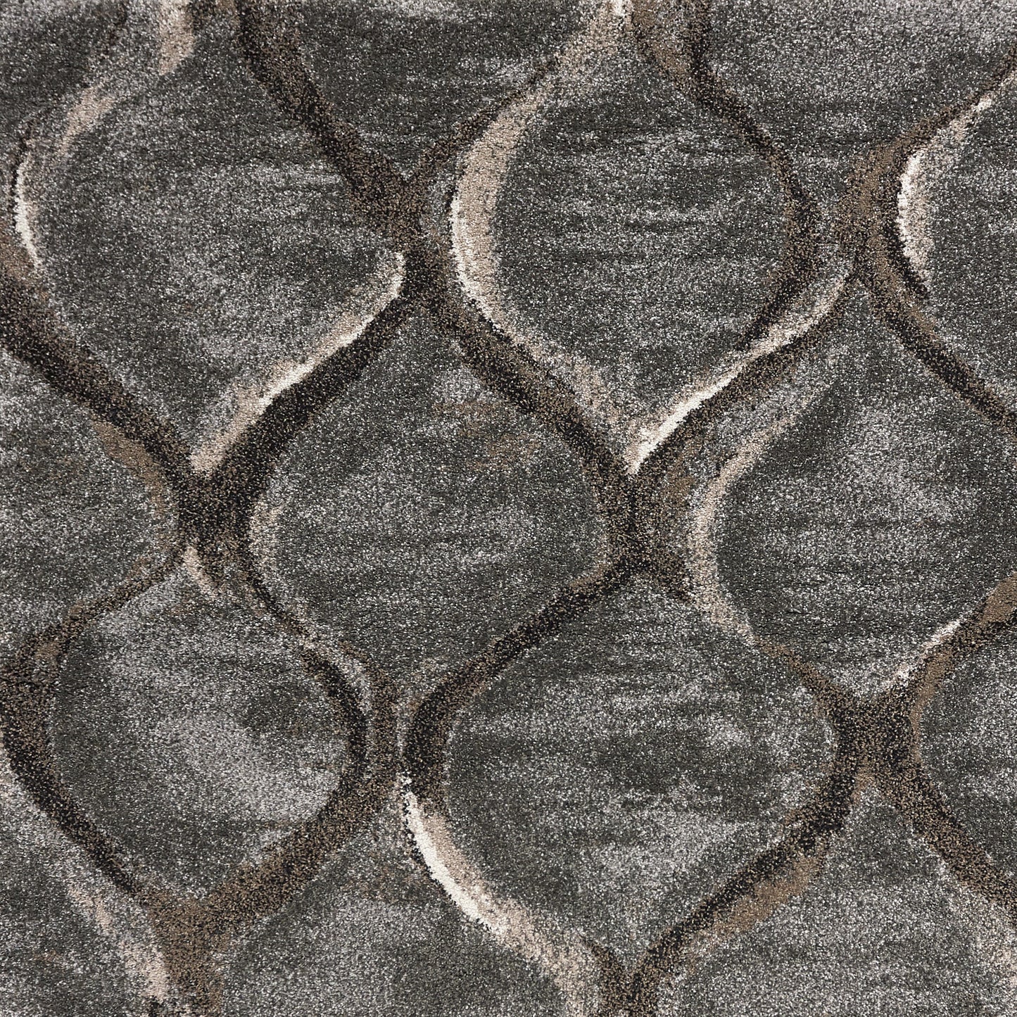 Landscapes 5906 Charcoal Groove Machine Woven Performance Area Rug - Kas