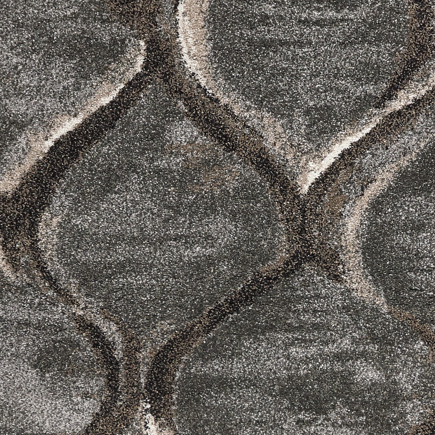 Landscapes 5906 Charcoal Groove Machine Woven Performance Area Rug - Kas