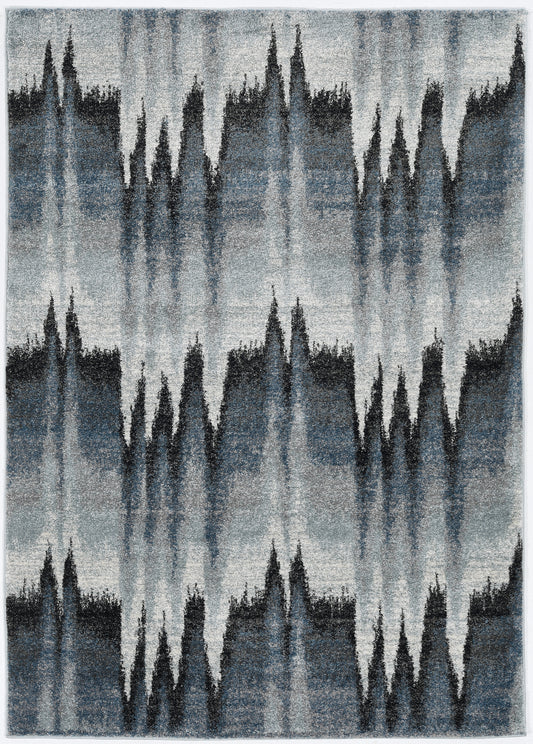 Landscapes 5908 Blue Ivory Pulse Machine Woven Performance Area Rug - Kas