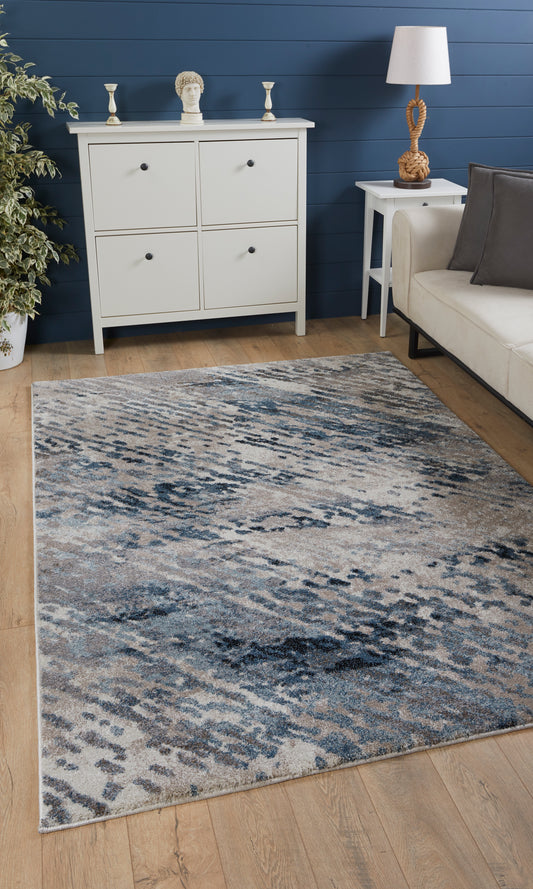 Landscapes 5910 Blue/Ivory Mirage Machine Woven Performance Area Rug - Kas