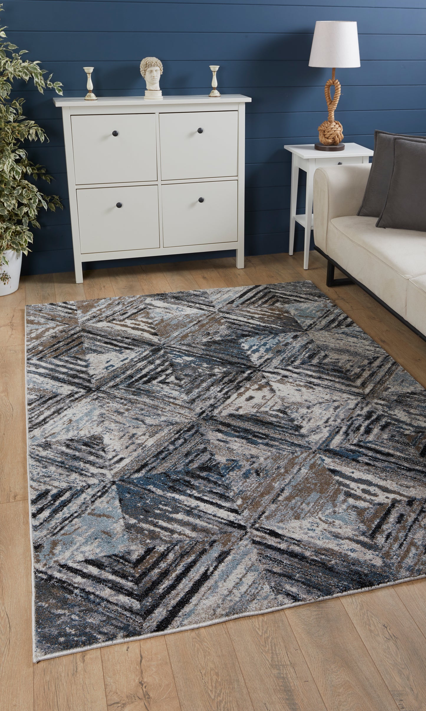 Landscapes 5911 Blue/Ivory Dimensions Machine Woven Performance Area Rug - Kas