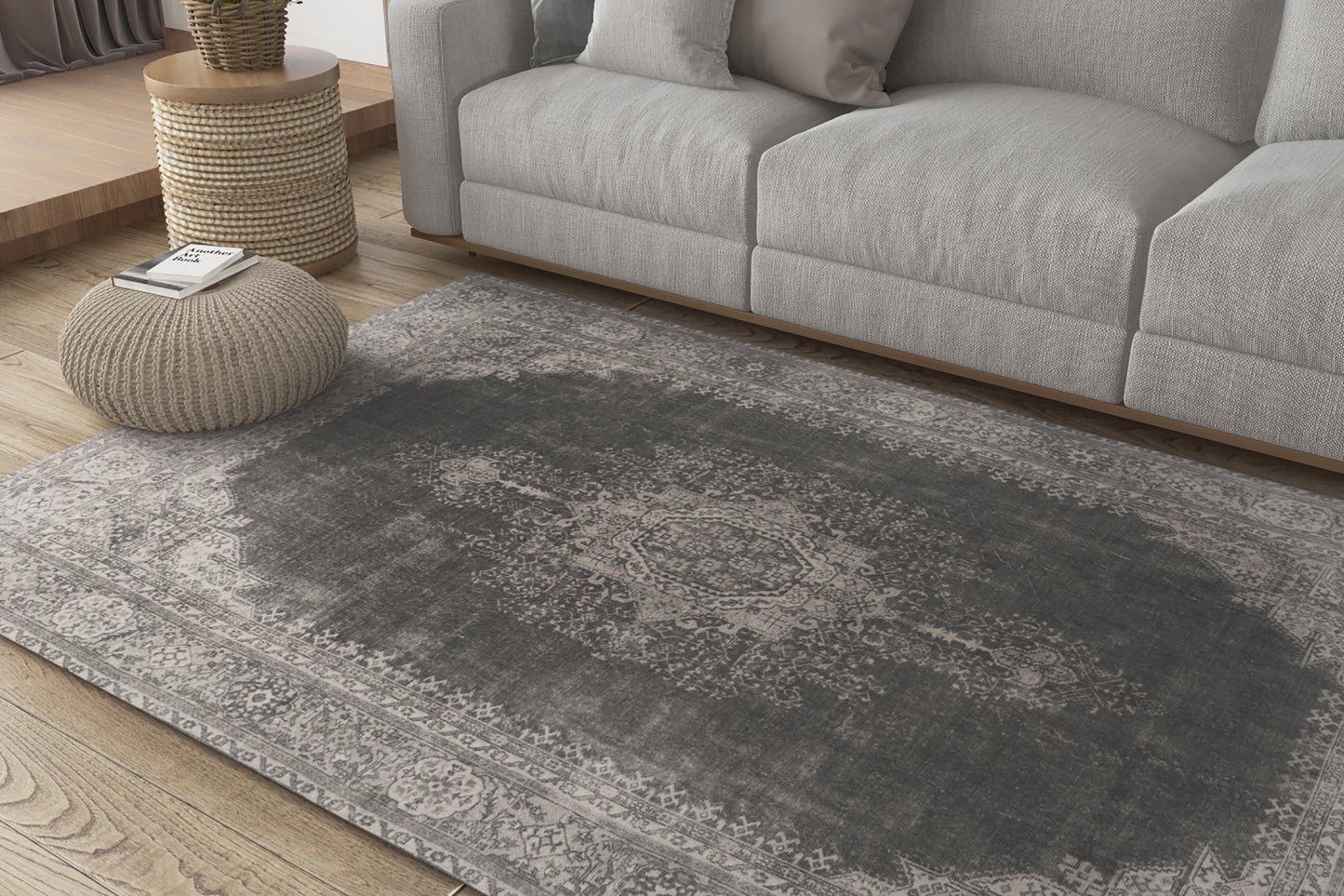 London 4803 Grey Lauren Machine Woven Washable Performance Area Rug - Kas