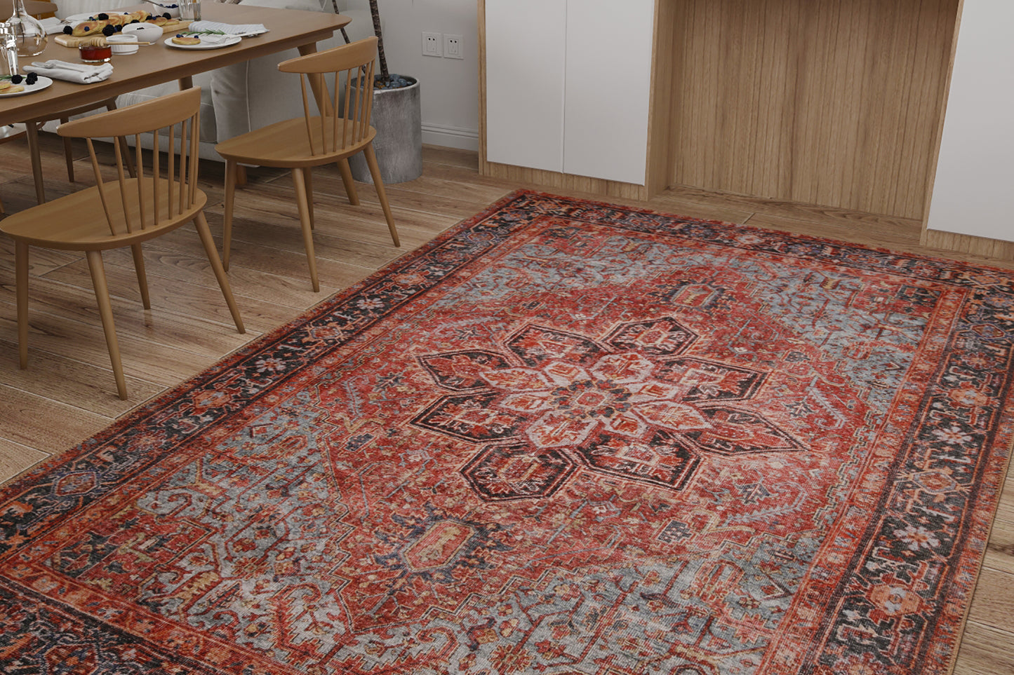 London 4805 Red Anna Machine Woven Washable Performance Area Rug - Kas