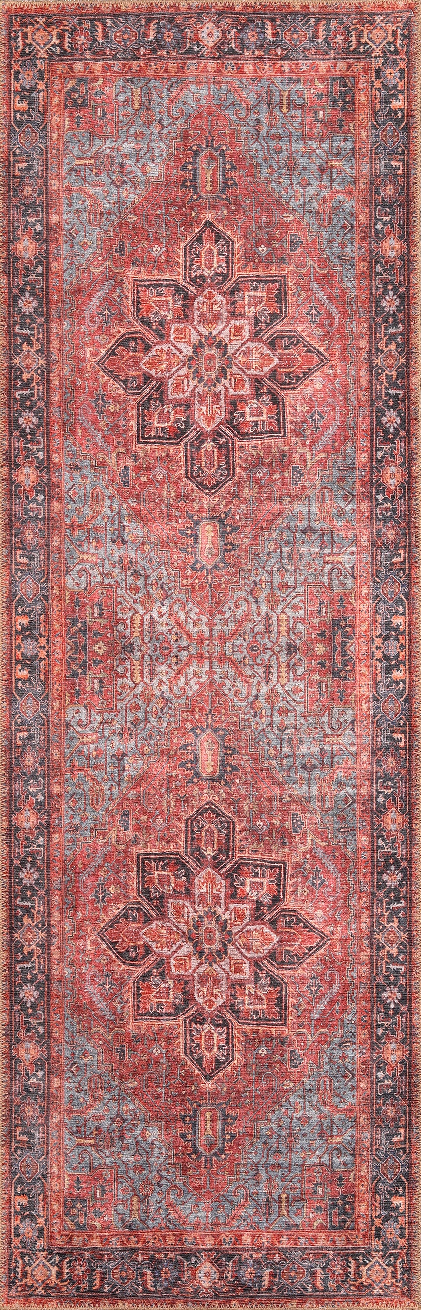 London 4805 Red Anna Machine Woven Washable Performance Area Rug - Kas