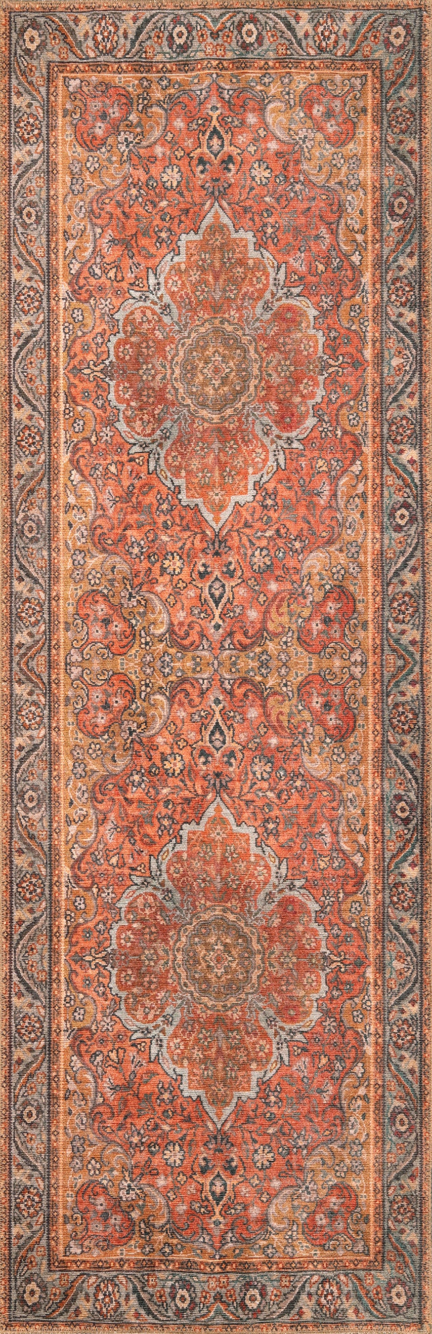 London 4806 Rust Valencia Machine Woven Washable Performance Area Rug - Kas