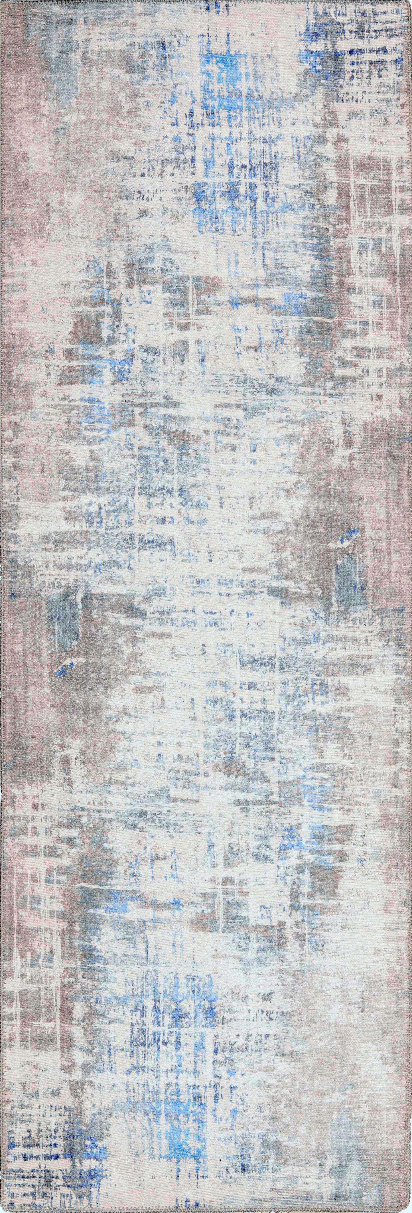 London 4811 Grey/Blue Elements Machine Woven Washable Performance Area Rug - Kas