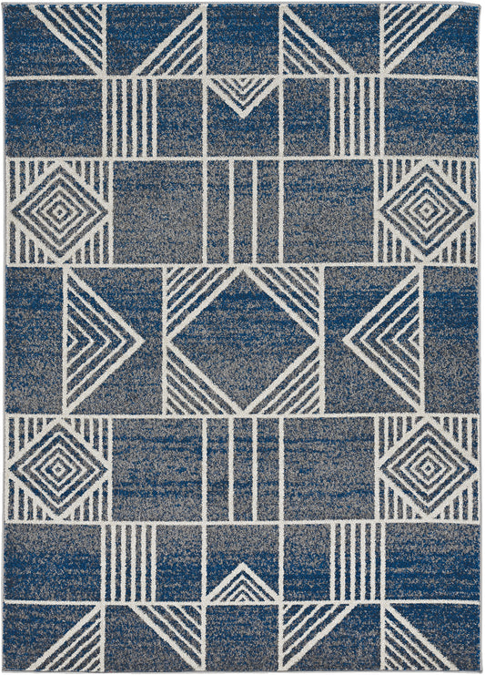 Lucia 2774 Blue Dimensions Machine Woven Performance Area Rug - Kas