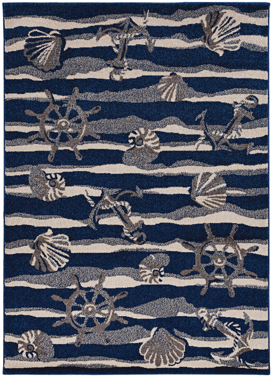 Lucia 2776 Blue Seashore Machine Woven Performance Area Rug - Kas