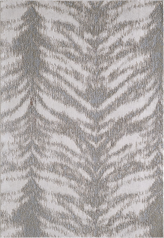 Luna 7141 Silver/Gold Herringbone Machine Woven Performance Area Rug - Kas