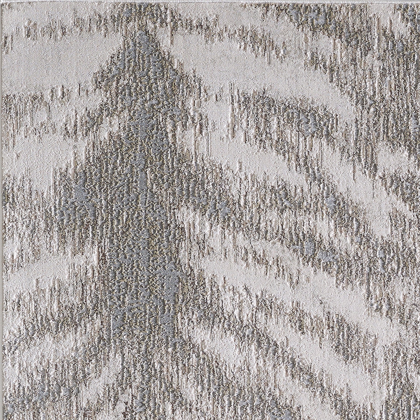 Luna 7141 Silver/Gold Herringbone Machine Woven Performance Area Rug - Kas