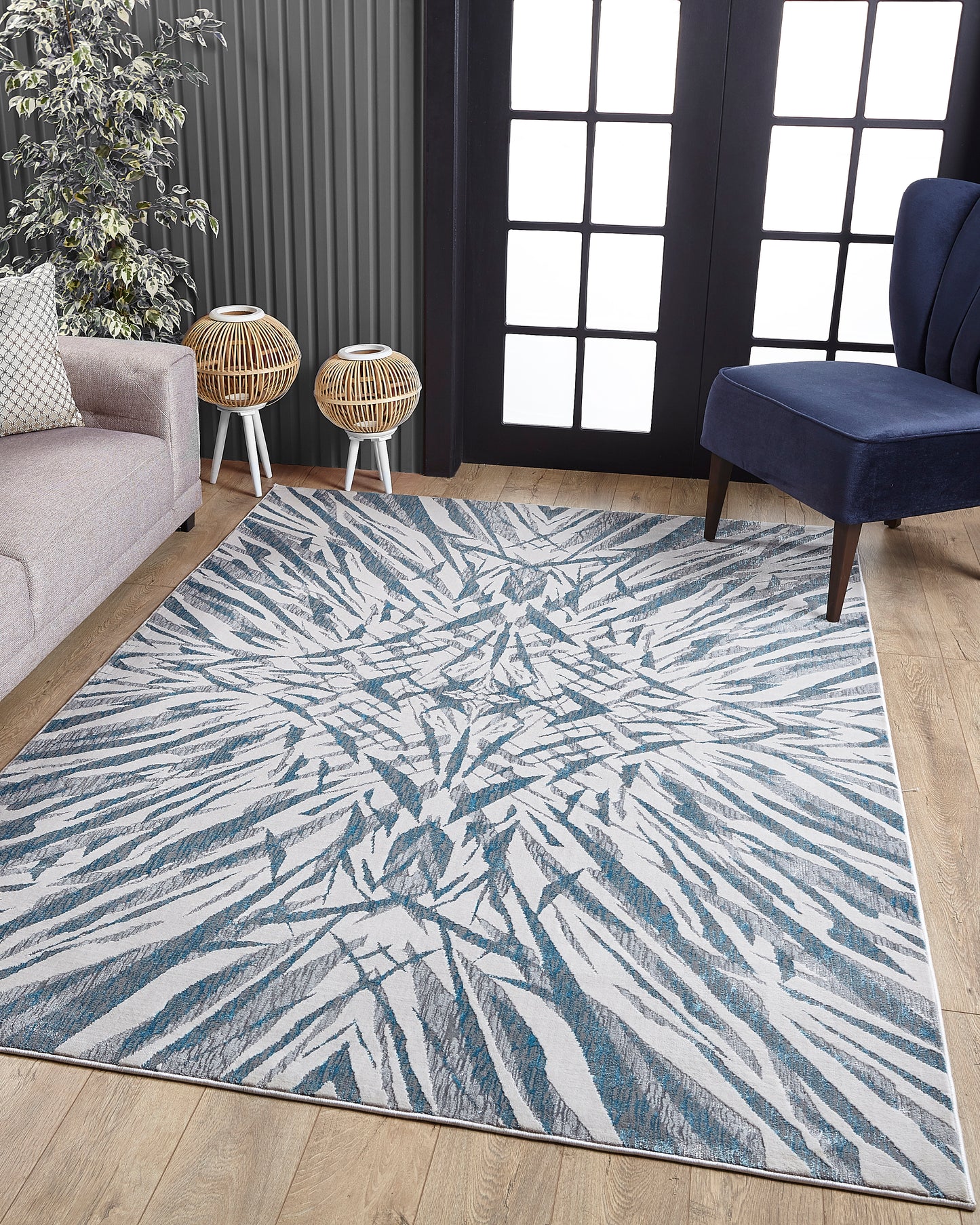 Luna 7144 Gold/Grey Watercolors Machine Woven Performance Area Rug - Kas