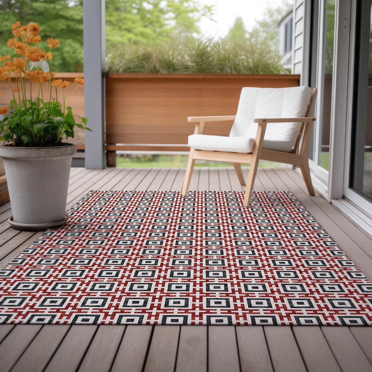 Indoor/Outdoor Marlo MO1 Red Washable