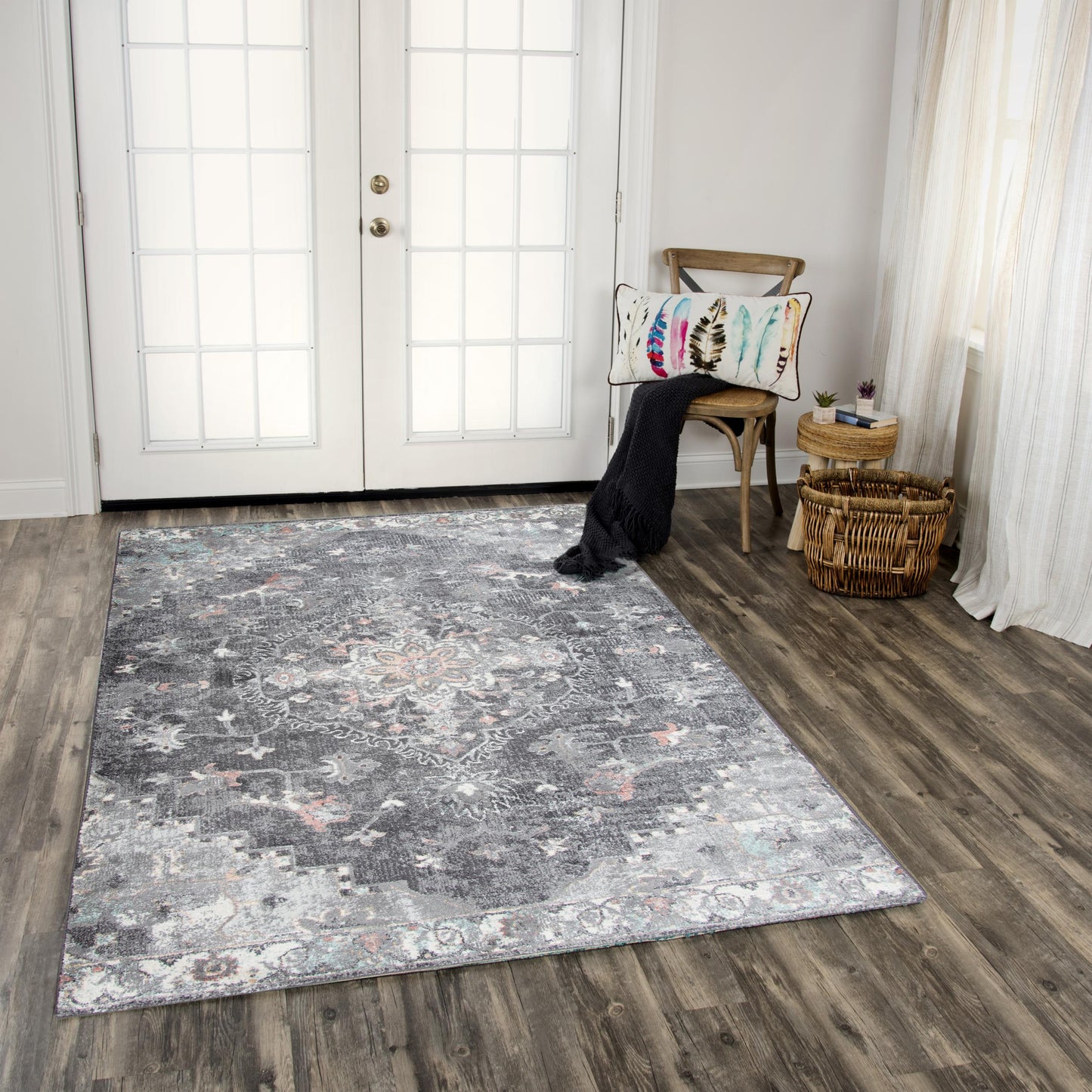 Odyssey ODY836 Charcoal Power loomed Rug - Rizzy