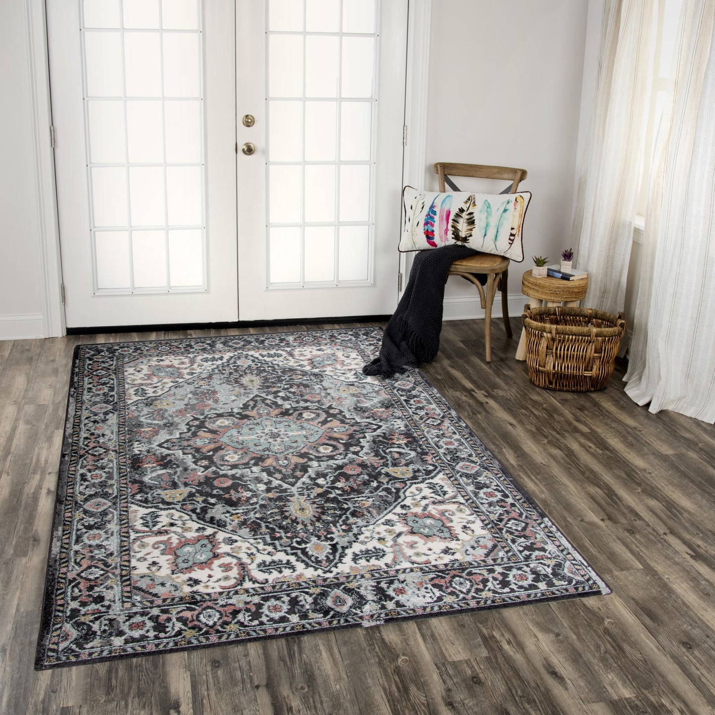 Odyssey ODY839 Charcoal Power loomed Rug - Rizzy