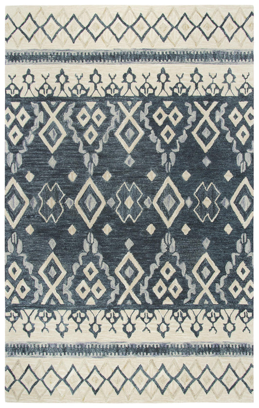 Opulent OU936A Gray/Dk.Blue Hand Tufted Rug - Rizzy