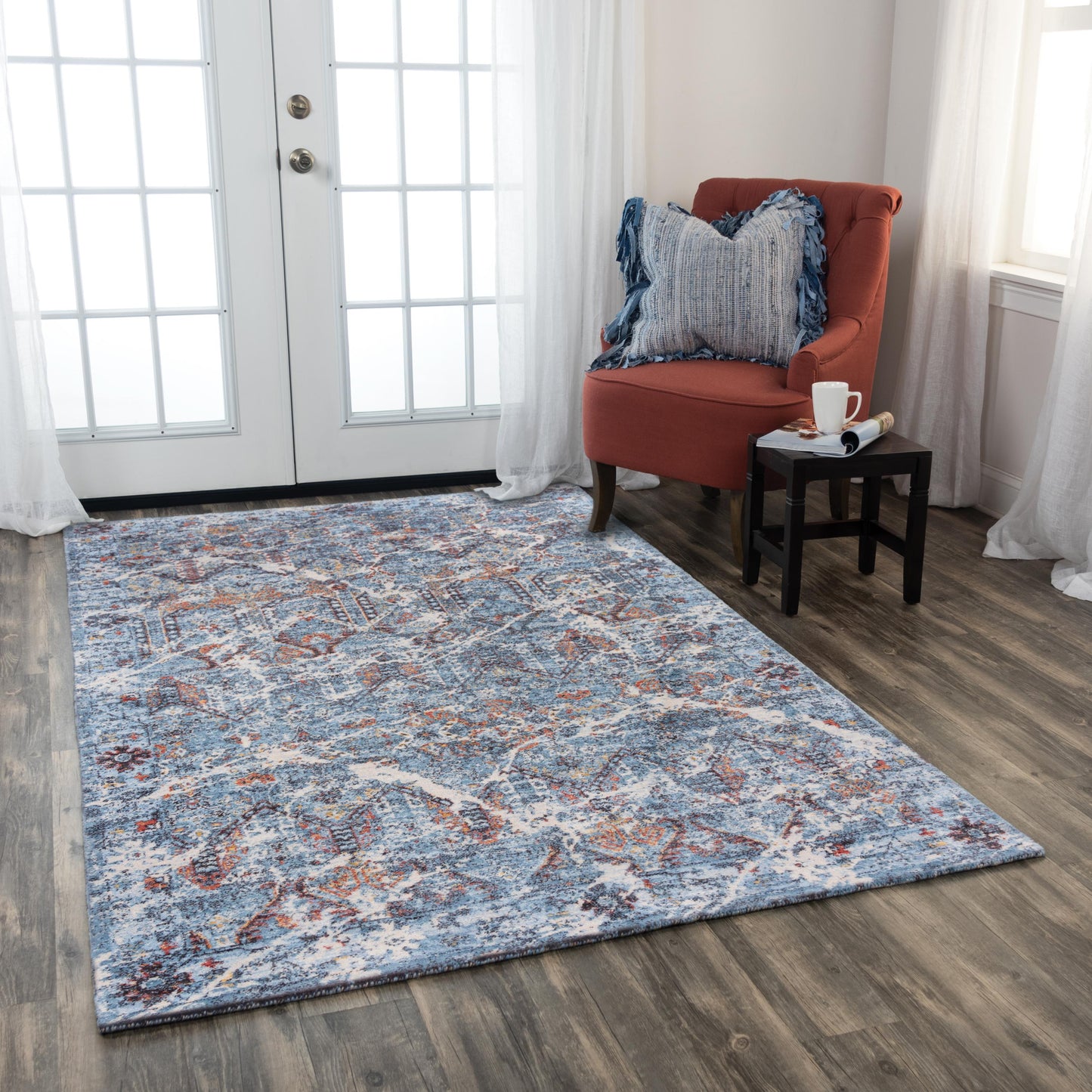 Ovation OVA105 Blue/Beige Hybrid Rug - Rizzy