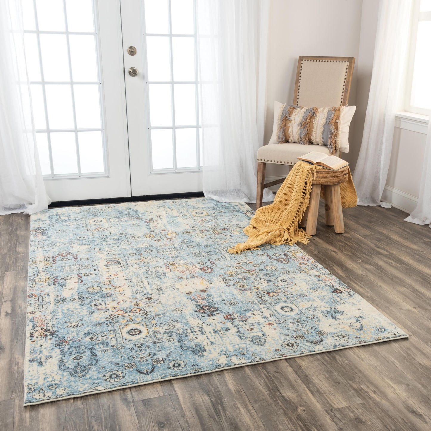 Ovation OVA107 Blue/Beige Hybrid Rug - Rizzy