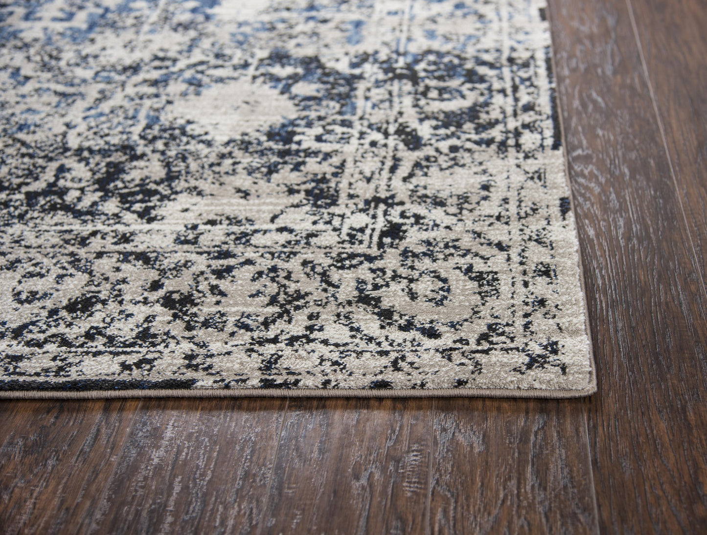 Panache PN6956 Taupe/Blue Power Loomed Rug - Rizzy