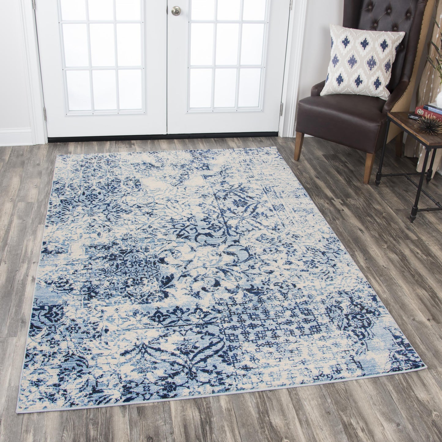 Panache PN6959 Ivory/Blue Power Loomed Rug - Rizzy