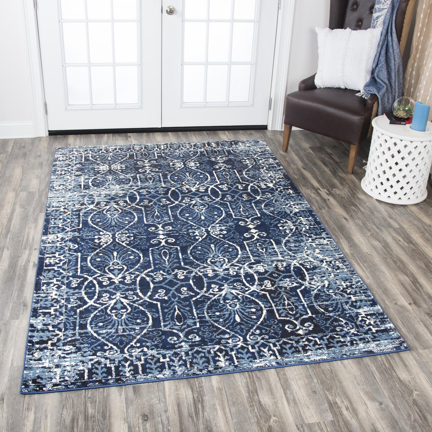 Panache PN6964 Blue/Ivory Power Loomed Rug - Rizzy