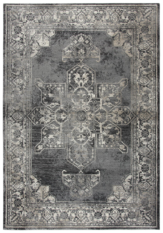 Panache PN6972 Gray/Black Power Loomed Rug - Rizzy