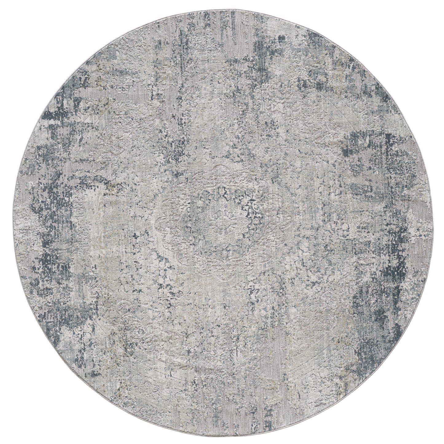 Peyton 4006 Grey Blue Medallion Machine Woven Performance Area Rug - Kas