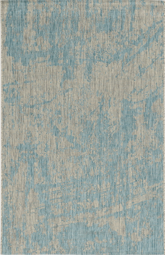 Provo 5759 Teal Strokes Machine Woven Performance Area Rug - Kas