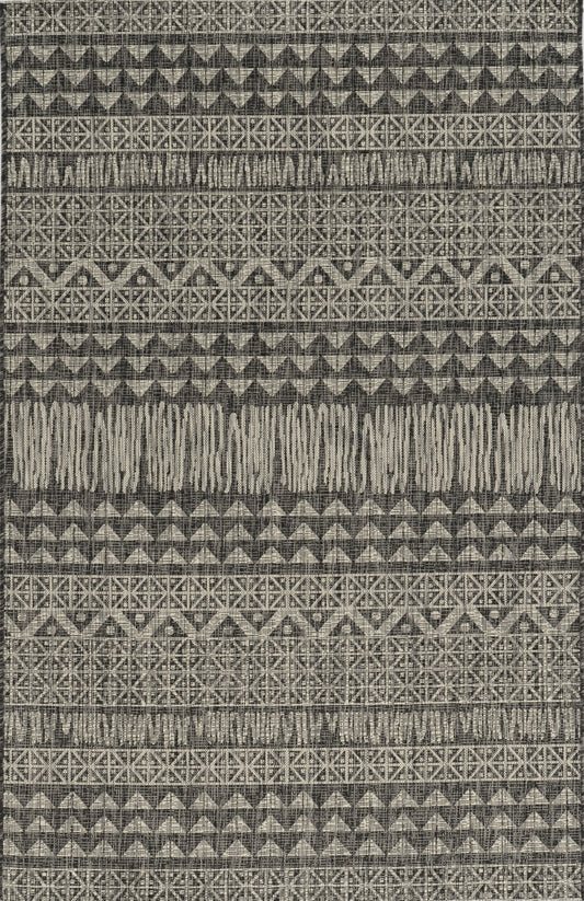 Provo 5761 Charcoal Tribe Machine Woven Performance Area Rug - Kas