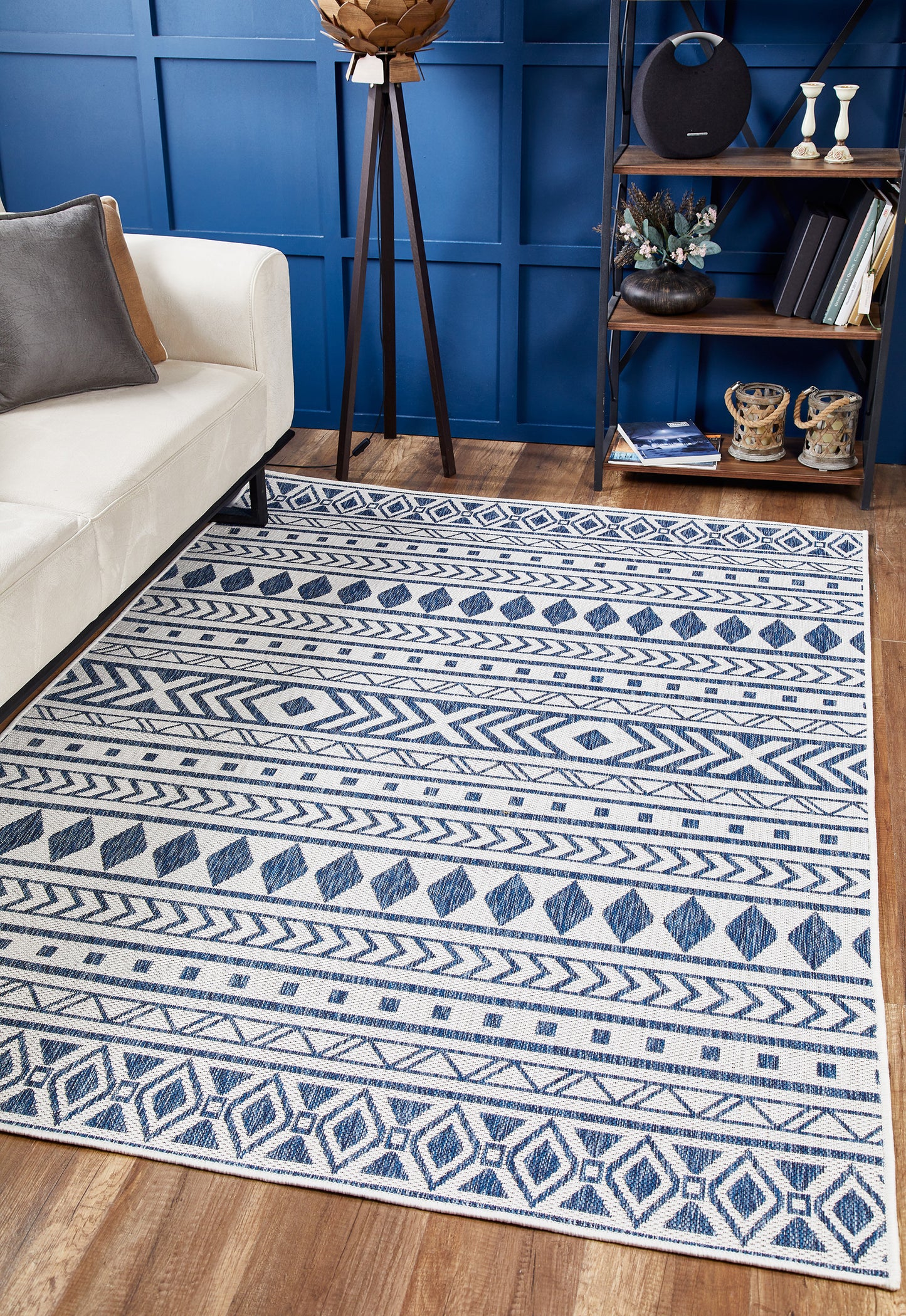 Provo 5776 Ivory/Blue Natura Machine Woven Performance Area Rug - Kas