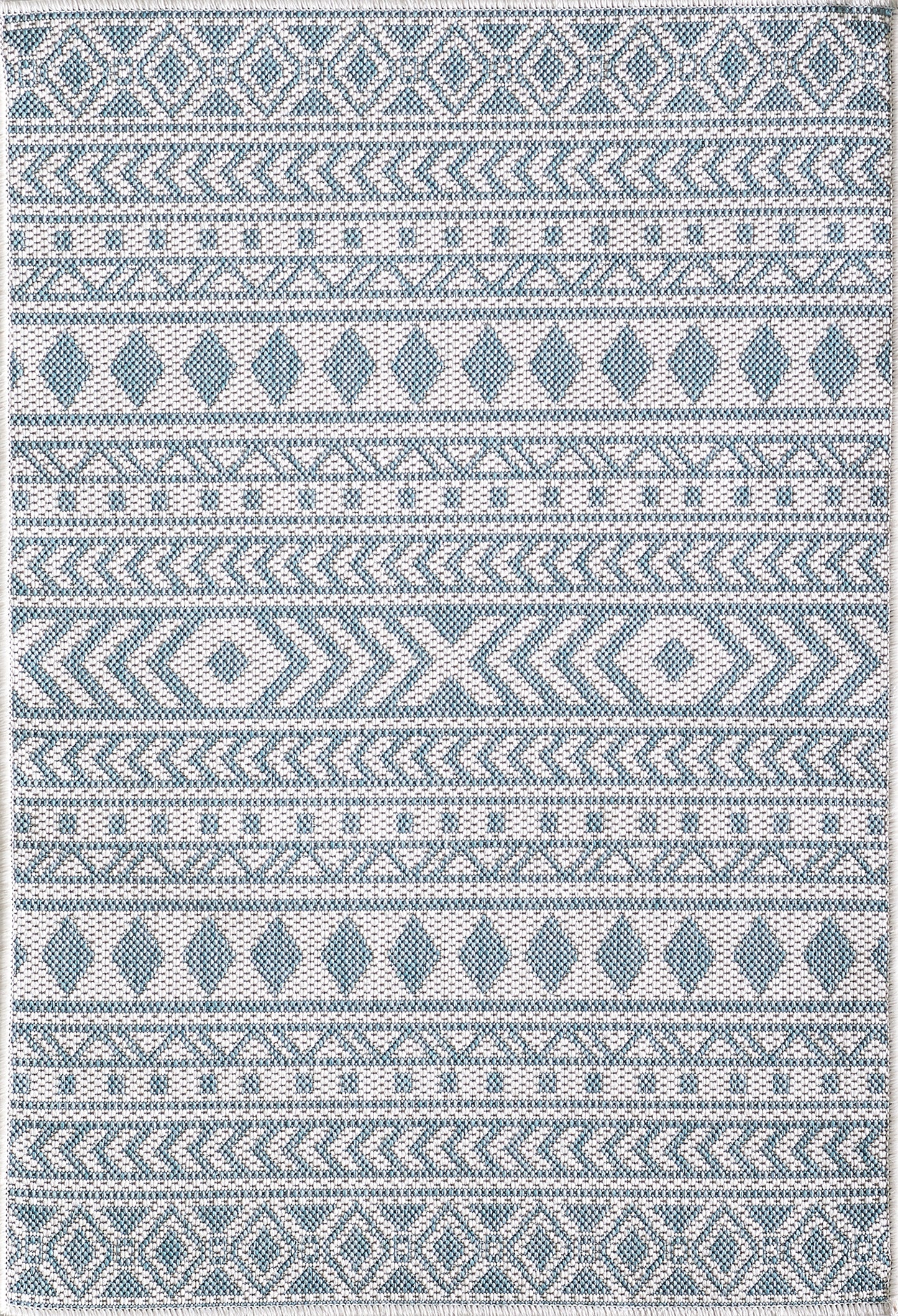 Provo 5777 Ivory/Aqua Natura Machine Woven Performance Area Rug - Kas