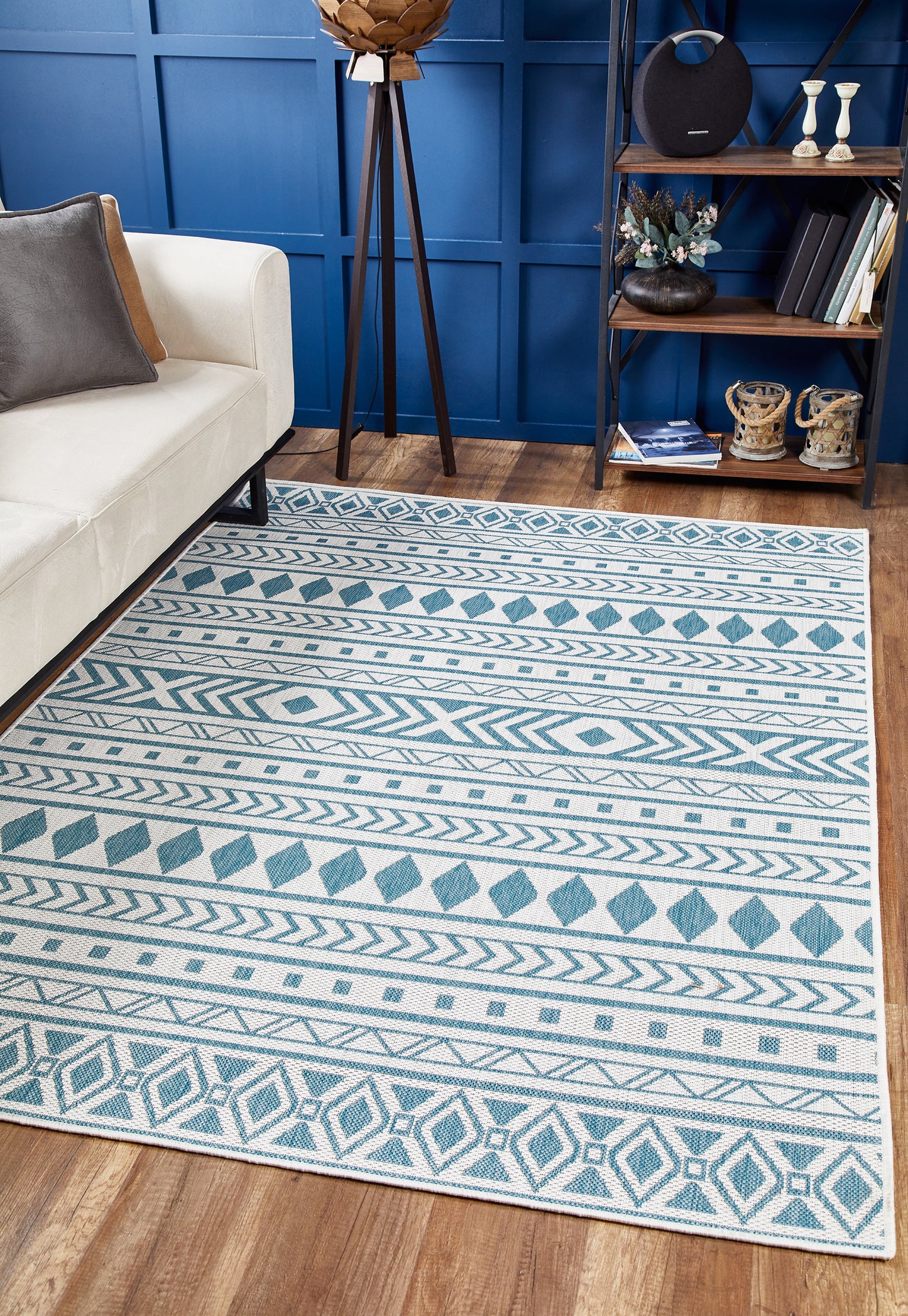 Provo 5777 Ivory/Aqua Natura Machine Woven Performance Area Rug - Kas