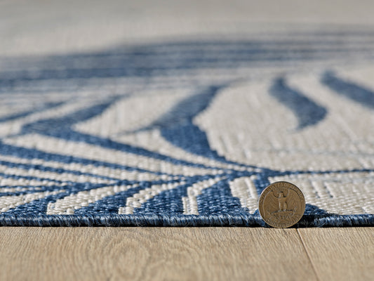 Provo 5786 Blue Palms Machine Woven Performance Area Rug - Kas