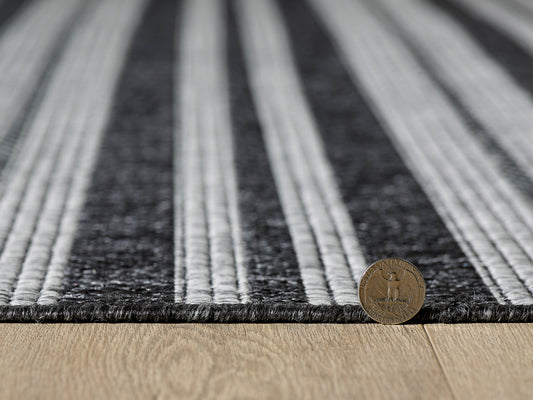 Provo 5791 Grey Stripes Machine Woven Performance Area Rug - Kas