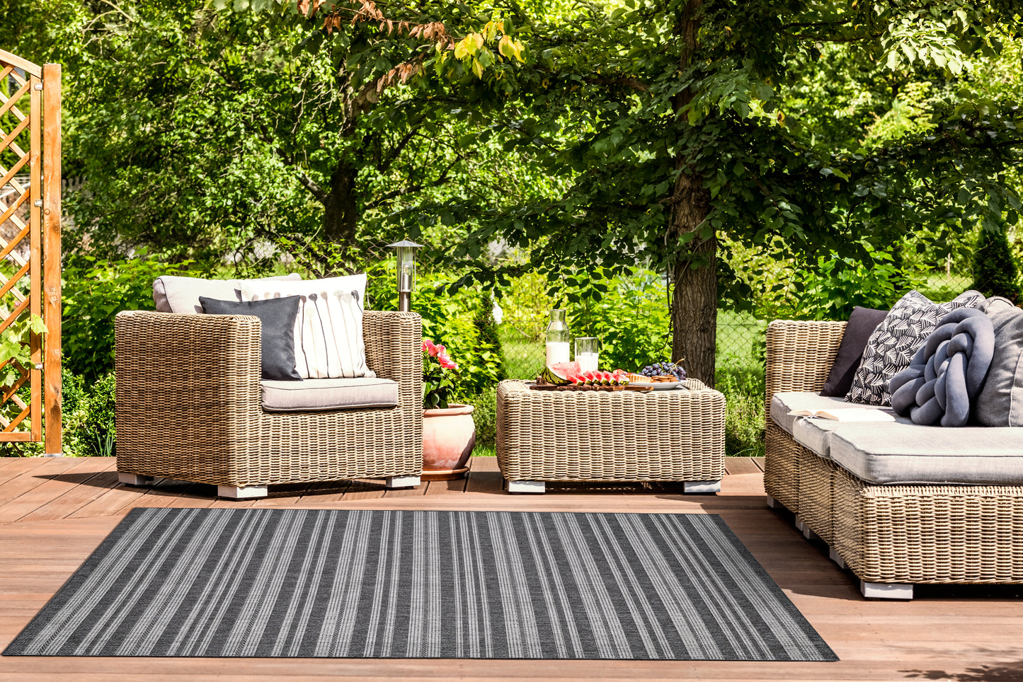 Provo 5791 Grey Stripes Machine Woven Performance Area Rug - Kas